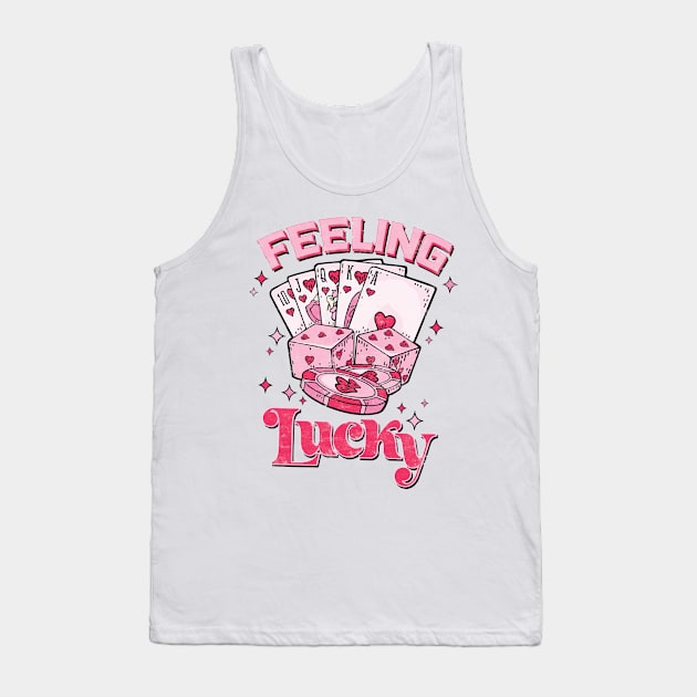 Feeling Lucky t-shirt, Valentine Pocket shirt, Valentine shirt, Vintage Valentine's Day retro, Trendy Valentine's Day Tank Top by Saraahdesign